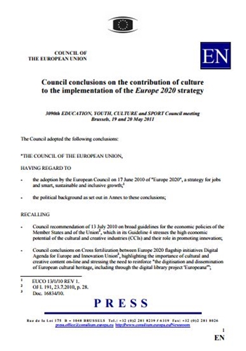 Council Conclusions On Cultural Governance The Council Of The European Union And Culture Culture Action Europe