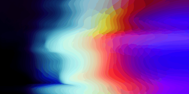 An abstract digital gradient fills the frame, blending deep navy and black on the left into soft turquoise, pale green, yellow, magenta, and vivid purple on the right. The colors flow smoothly into one another with a blurred, luminous effect, creating a sense of depth and movement. No text or figures are visible.