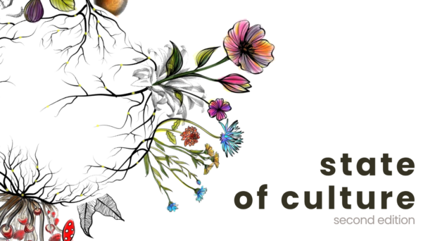 image of a garden on a white background and with 'state of culture. second edition' written underneath in the right corner.