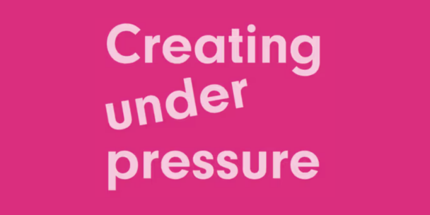 Dark pink image background with the light pink title "creating under pressure" written on it.